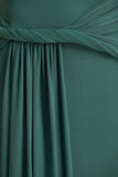 Tulisa Green Asymmetric Neck Maxi Dress With Twist Sleeves And Ruched Detailing