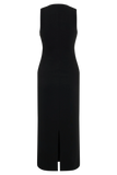 Norah Sleeveless Crepe Midi Dress Black