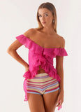 Dylan Off Shoulder Top Fuchsia