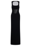 Marlon Crepe And Mesh Maxi Dress Black