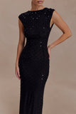 Samara Sleeveless Diamante Maxi Dress Black