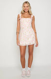 Layla Pink Floral Tie Back Mini Dress