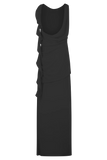 Daria Draped Chiffon Maxi Dress Black