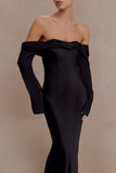 Giselle Off Shoulder Cowl Neck Maxi Dress Black