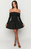 One Dance Black Long Sleeve Mini Dress