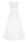 Monika Gathered Waist Cotton Midi Dress White