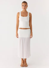 Connect My Heart Midi Skirt White