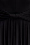 Zelda Asymmetric Slinky Midi Dress Black