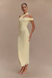 Anastasia One Shoulder Modal Midi Dress Pale Lemon