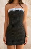 Earlette Black Polka Dot Lace Mini Dress
