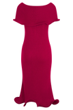 Molly Off Shoulder Knit Midi Dress Raspberry