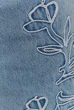 Kylee Embroidered Shorts Mid Blue