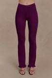 Diya Ribbed High Waisted Pants With Wire Hem Plum