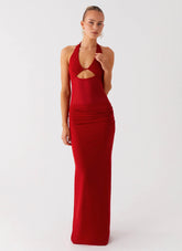Billen Halter Maxi Dress Red