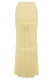 Coleene Pointelle Knit Maxi Skirt Lemon