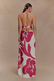 Katalina Chiffon Maxi Skirt Red Deco Fleur Print