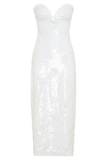Maisie Strapless Sequin Midi Dress White