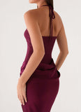 Verner Halter Maxi Dress Plum