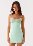 Zion Beaded Micro Mini Dress Sage