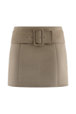 Hayes Faux Suede Belted Mini Skirt Sand