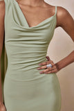 Kenza Mint Asymmetric Neck Maxi Dress With Scarf Detail