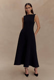 Callista Crepe A Line Midi Dress Black