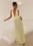 Elysia Chiffon Maxi Dress Lemon