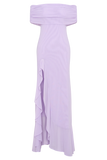 Audrey Off Shoulder Mesh Maxi Dress Lilac