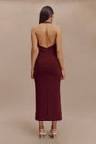 Annita Crepe Halter Midi Dress Merlot