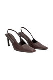 Maren Faux Leather Crocodile Heel Chocolate