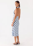 Awuku Midi Dress Blue Mocha Dot