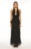 North Black Polka Dot Cowl Neck Maxi Dress
