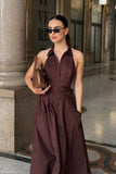 Cindy Collared Midi Dress Chocolate