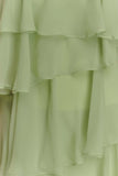 Alexa Ruffle Chiffon Maxi Dress Pastel Lime