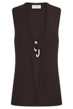 Malani Knit Top With Hardware Chocolate