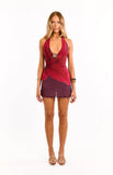 Julia Purple Floral Halter Neck Party Mini Dress