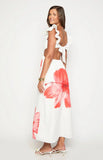 Kaden White Floral Print Maxi Dress