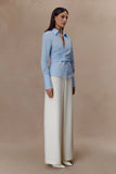 Eugenia Wrap Cotton Shirt Blue