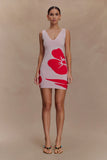 Dorothy Knit Print Mini Dress Red Deco Fleur Print