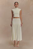 Romaine High Neck Bandage Knit Top Ivory