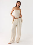 Delong Low Rise Linen Pants Oatmeal