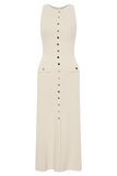 Sawyer Sleeveless Buttoned Maxi Dress Ivory