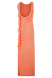 Daria Draped Chiffon Maxi Dress Pastel Nectarine