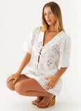 Summer Escape Embroidered Top White