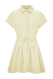 Aysha Buttoned Linen Mini Dress Lemon