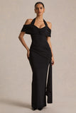 Camille Black Bardot Neck Maxi Dress