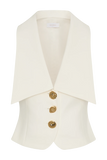 Alix Mixed Button Vest Ivory