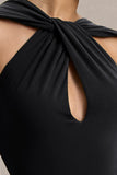 Rhoda Black Twist Halter Neck Cape Maxi Dress