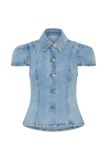 Bently Short Sleeve Denim Top Washed Light Blue