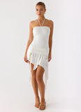 Khalida Jersey Halter Mini Dress White